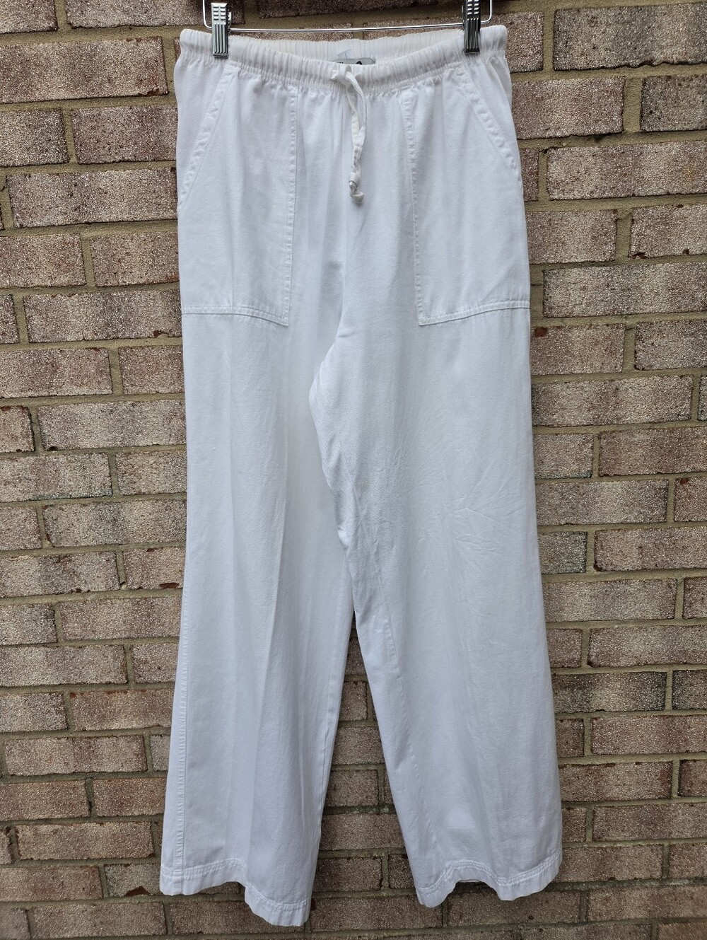 The Black Dog White Wide Leg Cotton Drawstring Pants Size S/P